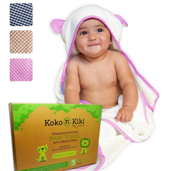 Koko n Kiki Other - PREMIUM Baby Hooded Towel & Washcloth Set - Pink